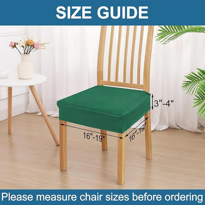 Smiry Waterproof Seat Covers for Dining Room Chairs Set of 4, Stretch Jacquard Removable Washable Chair Seat Slipcovers Protector, No Rear Covers, Chritsmas Green