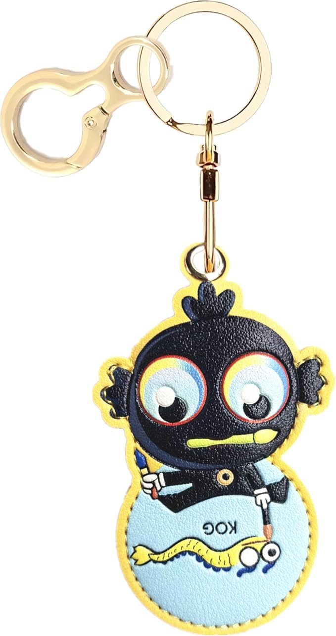 Leather Keychain Holder Case Compatible with AirTag,Cute Protective Cover with Keyring and lanyard,Anti-Scratch Finder GPS Tracker Case for Wallet Keys,bag,pets,Backpack(N)