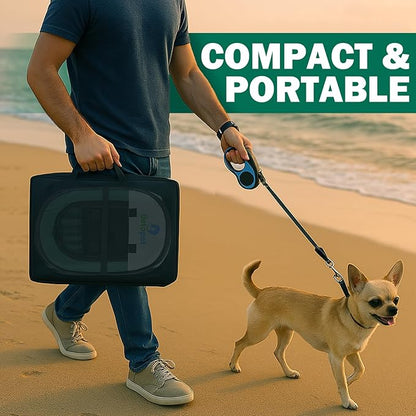 Playpen for Small Dogs Cats Crate: Puppy Play Pen Indoor Outdoor Foldable Potable Exercise Cage Pop up Kennel for Guinea Pig Rabbits Hamster Travel with Carrying Case & Food Bowl (Green, M, 1)