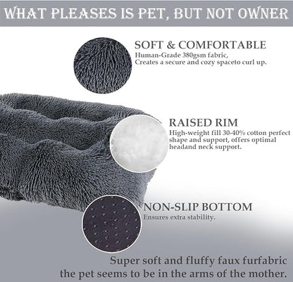Washable Extra Large Medium Small Size Dog & Cat Bed Indoor, Calming Comfort Fluffy Self Warming Heated Couch Mat for Creat Cage, Heating Sofa Pad & Furniture for Big Sized Pet Puppy Bunny Rabbit Car