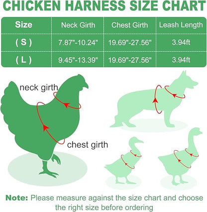 Adhafera Chicken Harness with Leash, Upgraded Double Adjustment Chicken Harness and Leash Set for Hens, Duck, Goose, Small Pet (Black, L)