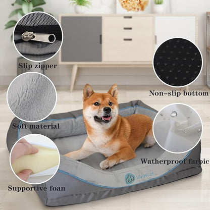 Orthopedic Dog Bed for Medium Dogs,Waterproof Medium Size Dog Sofa,Supportive Foam Pet Couch with Removable Cover,Non-Slip Bottom and Waterproof Lining,Machine Washable