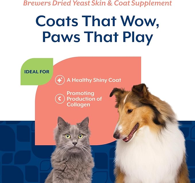 NaturVet Brewers Dried Yeast Formula with Garlic Flavoring Plus Vitamins for Dogs and Cats, Powder, Made in The USA with Globally Source Ingredients 1 Pound