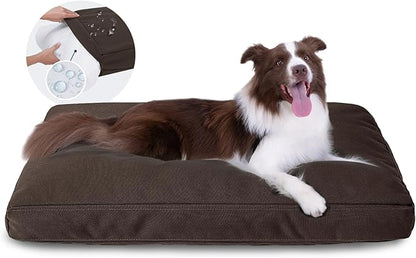 Miguel Durable Canvas Dog Bed for Large Medium Pet Outdoor Dogs Pad 14 Ounce Canvas Waterproof Pet Pillow with Removable Washable Cover,40 x 30 inch, Brown