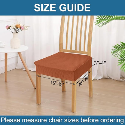 Smiry Waterproof Seat Covers for Dining Room Chairs Set of 2, Stretch Jacquard Removable Washable Chair Seat Slipcovers Protector, No Rear Covers, Rust