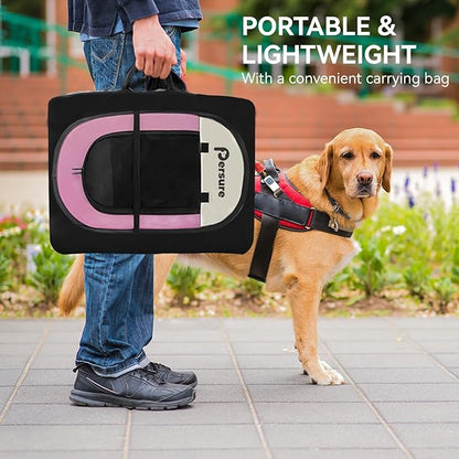 Dog Cat Playpen Indoor Outdoor for Puppy Pet Dogs Cat Travel and Recovery After Surgery, Dogs Enclosure Tent Crates Cage Indoor/Outdoor, Portable Pop Up Dog Kennel with Carrying Case(Pink, Medium)