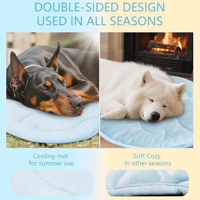 BECEMURU Dog Cooling Mat, Thickened Soft Pet Cooling Pad for Summer, 36"x23" Cloud-Shape Pet Bed for Crate Kennel Sofa, Non-Gel Coolness, Machine Washable & Durable - Keep Pet Cool and Comfortable