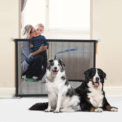 Dog Gate for Stairs Pet Gates for The House: Dogs Screen Mesh Gate for Doorways Stairways Indoor 29 inches Tall, 41 inch Wide, Fits Openings 36'' to 39'' Wide