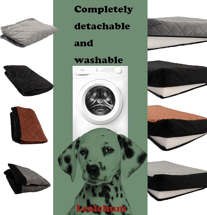 Lealchum Dog Car Seat for Medium/Large Dogs,2 Clip-On Safety Leashs for 2 Small Dogs,Removable and Washable Comfy Pet Car Seat,Easy to Install and Clean (Beige, Large)