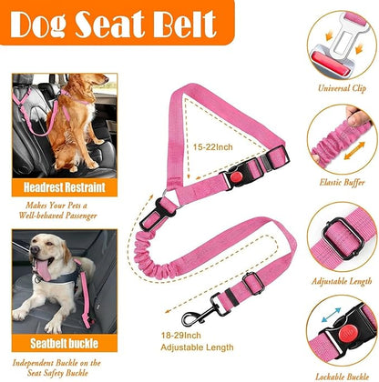 LOBEVE No Pull Dog Harness, Collar & Leash Set | Includes Dog Seat Belt, Collapsible Bowls & Poop Bag Dispenser. Ideal for Training, Walking, Hiking. Fits Small to Large Dogs(Pink-M)