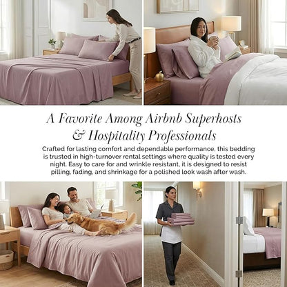 Southshore Fine Living, Inc. 4-Piece Deep Pocket Twin Sheet Set, 21-Inch Deep Pocket Twin Fitted Sheet, Microfiber Sheets, Pillow Cases Standard Size Set of 2, Lavender Bedding, Lavender Sheets