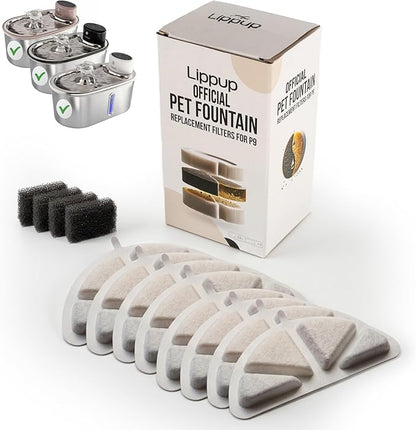 Replacement Filters for Stainless Steel Cat Water Fountain – 4 Months Set of Activated Carbon & Ion Exchange Resin for Fresh & Clean Drinking, Pack of 8 Filters