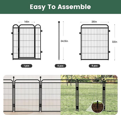 Gardner Pet Dog Playpens, 32" H 6 Panels Dog Pen Outdoor/Indoor Dog Fence Exercise Pen for Small/Medium/Large Dogs, Foldable Pet Play Yard Gate with Gravity Automatic Lock, Pet Playpen, Black