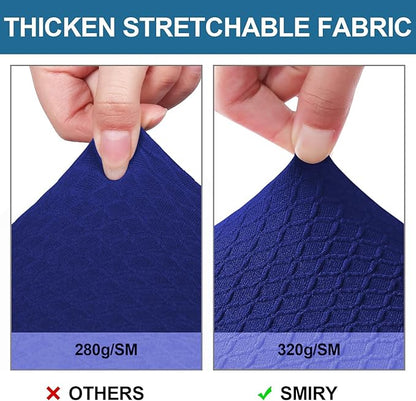 Smiry Waterproof Seat Covers for Dining Room Chairs Set of 8, Stretch Jacquard Removable Washable Chair Seat Slipcovers Protector, No Rear Covers, Royal Blue