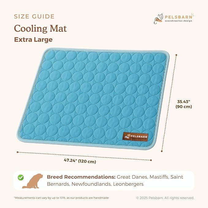 Pelsbarn Dog Cooling Mat- Ice Silk Summer Comfort, Self Cooling, Non-Slip Dog Pad, Durable & Washable, Mat for Extra Large Dogs 33"" x 45"", Support Shelter Dogs with Every Purchase (Blue)