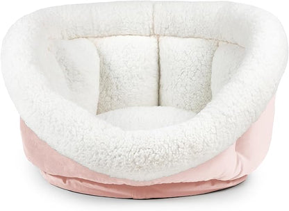 Sherry Kline Medium Cuddler Cup Pet Bed: Cozy Retreat with Deep Cushioning, Secure & Snug Space for Nap or Lounge, Easy in 'n' Out Access, Polyester Fiber, Round Shape (Powder Pink)