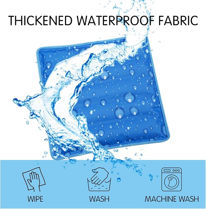 Dog Cooling Mat Water Injection Pet Cool Pads Dogs & Cats Pet Cooling Blanket for Outdoor Car Seats Beds (Blue, 24 * 18IN)