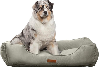 Modern Threads Luxury Dog Bed - Comfortable Tufted Velvet Cushion for Small to Large Dogs - Machine Washable - Durable & Cute Sleep Space for Pets - Pamper Your Pet with Cozy Beds - Light Grey