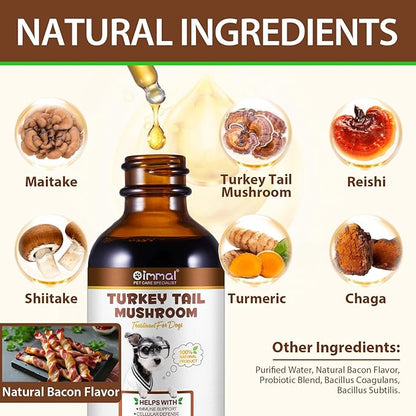 Immune Mushroom Drops for Dogs, Natural Dog Mushroom Liquid Drop with Turkey Tail Mushroom Extract Support Immune Booster, Digestive & Joint Mobility, Liquid Mushroom Supplement - 2 fl oz / 60ml