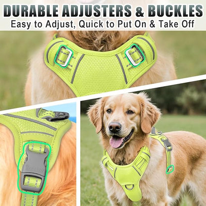 BARKBAY No Pull Dog Harness Large Reflective Dog Harness with Front Clip and Easy Control Handle for Walking Training Running with ID tag Pocket(Sunlight,M)