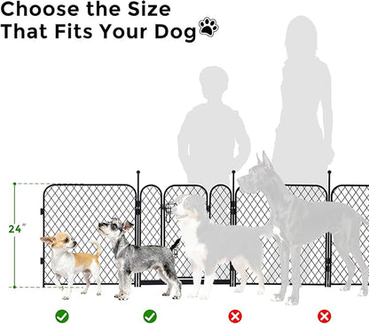ZOMISIA Paw Safe Playpen for Indoor Small Dogs, 24 Inch 8 Panels Anti-Pinch Diamond Mesh Dog Fence, Metal Stable Dog Play Pen with Door, Portable Pet Playpen for Outdoor RV Camping Yard Garden