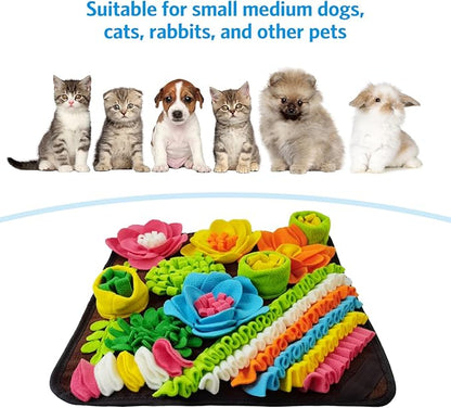 AMIR Snuffle Mat for Dogs, Dog Snuffle Mat for Encourages Natural Foraging Skills, Slow Eating, Stress Relief and Training, Small Sniff Mat for Dogs, Dog Puzzle Toys, 15 inch Brown