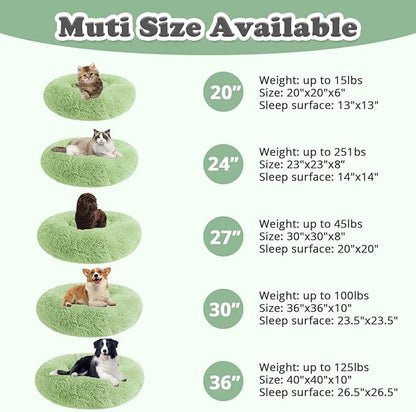 JOLLYVOGUE Dog & Cat Bed, Calming Anti-Anxiety Pet Bed for Small Dogs, Fluffy Donut Cushion for Small and Medium Pets (20")