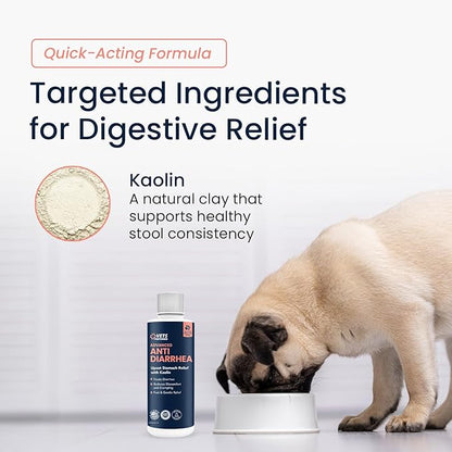Vets Preferred Anti-Diarrhea & Gas Relief for Dogs – Kaolin Formula to Soothe Upset Stomach & Support Digestive Health – All Breed & Size Dogs – 8 fl oz Liquid – Made in USA
