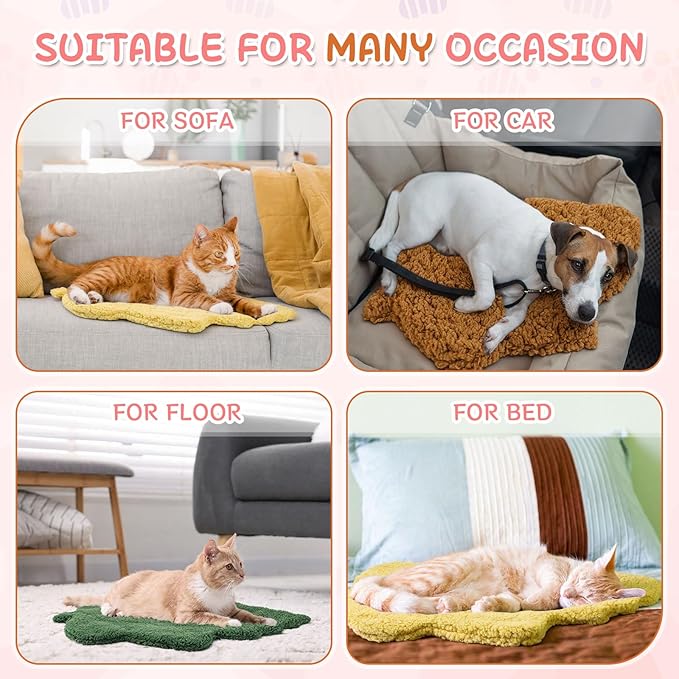 3 Pack Self Warming Pet Bed Leaf Shape Self Heating Cat Dog Mat Washable Thermal Sleeping Pad for Indoor Outdoor Hedgehog, Bunny, Sugar Glider, Rat, Chinchilla(Mixed Colors,Small-16 x20)