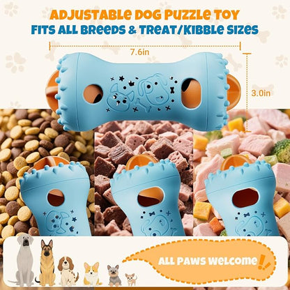 FOXMM Interactive Treat Dispensing Dog Toys – Adjustable Puzzle Toy to Keep Dogs Busy, Enrichment, Mental Stimulation, Cognitive Fun and Boredom Buster for Puppy Teething, for Small Medium Dogs