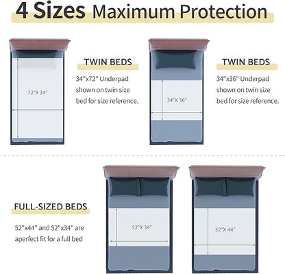 CoolShields Waterproof Bed Pads Incontinence Washable Reusable Bedwetting Mattress Protector Pad for Kids, Adults, Elderly, and Pets 44'' x 52'' (1 Pack)