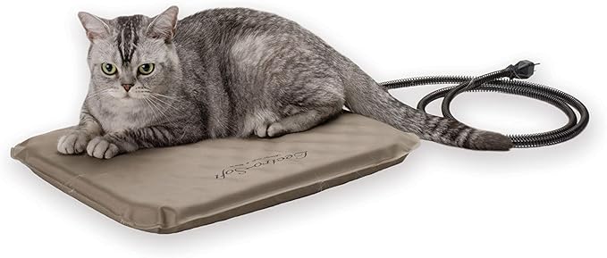 K&H Pet Products Lectro-Soft Orthopedic Outdoor Heated Cat Bed for Outdoor Cat Houses, Safety Listed Automatic Warming Pad, Soft & Flexible, Washable Cover - Small 18 X 14in Tan 20W (Pack of 6)