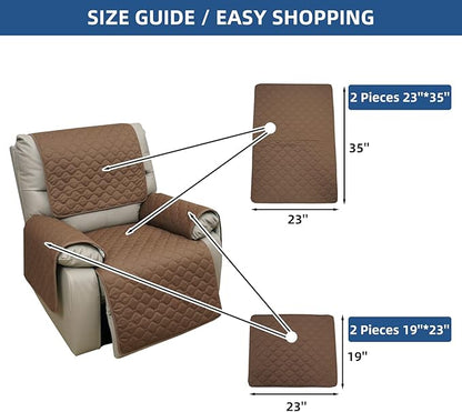 Eismodra Waterproof Recliner Chair Covers for Reclining Couch Slipcovers Seat Cushion,Anti-Slip Sofa Cover for Dogs Pets Furniture Protector Washable,Brown Set (4 Pieces)