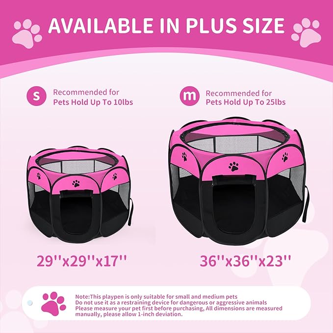 Pet Cat Playpen for Indoor Cats Enclosed, Portable Foldable Dog Playpen Outdoor with Zipper Top Cover Door for Dogs, Cats, Small Animals