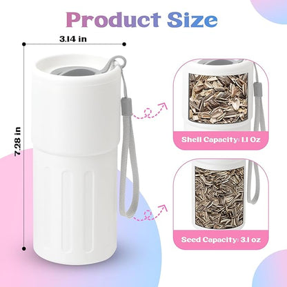 Portable Sunflower Seed Cup with Shell Storage, 3D Printed Pistachios Nut Snack Bowl Containers for Outdoor/in Car/Travel/Sports Games, Seed Lovers Gift - White