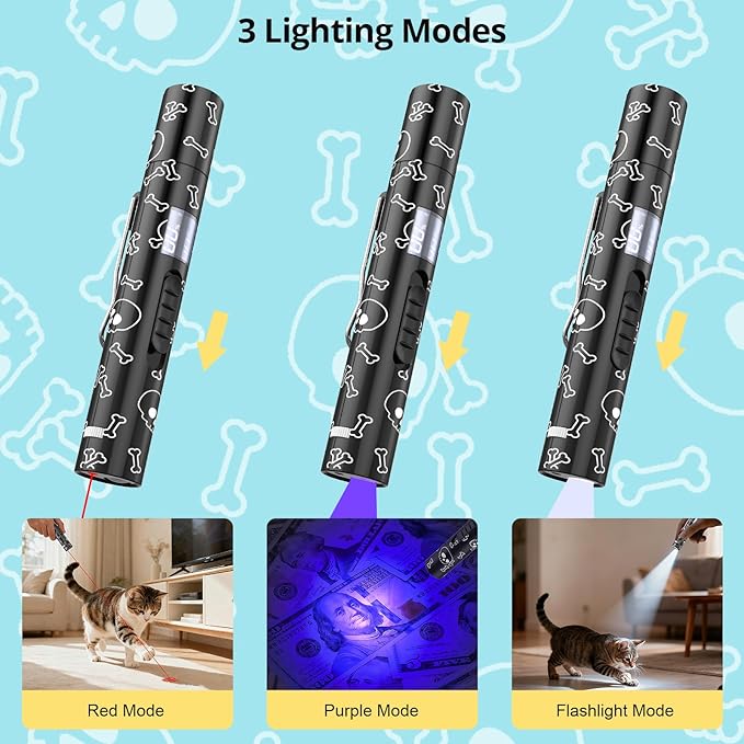 Waputne Cat Toy for Indoor Cats, Battery Level Display Screen, USB Rechargeable Kitten Toys with 7 Adjustable Patterns, Interactive Chase Toys for Indoor Cats & Dogs, Training & Exercise Fun（1 pcs）