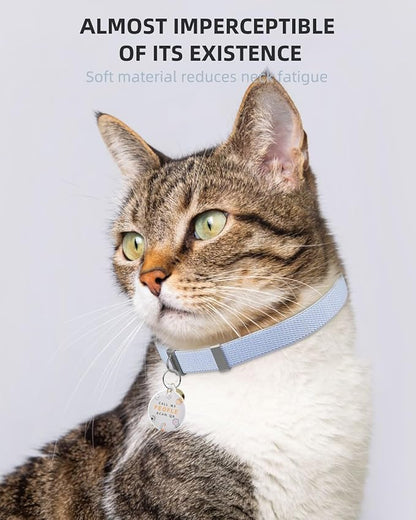 Safety Cat Collar with Bell, Stretch Elastic Quick Release, Non Breakaway Lightweight for Kitten and Small Large Cat, Pocket, Sky Blue