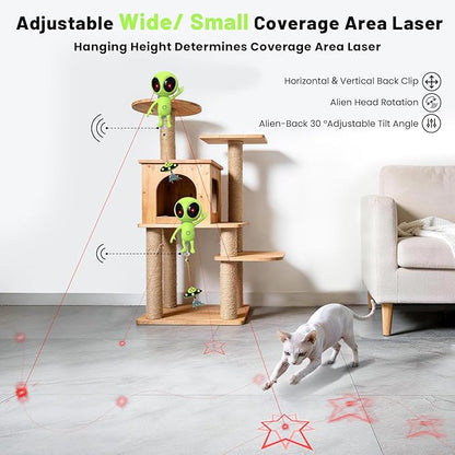 ORSDA Laser Cat Toys for Indoor Cats, 2 in 1 Interactive Automatic Dual Laser & Catnip UFO Dangler for Kitten Toys, Truly Random Trajectory Radar Motion-Activated, Rechargeable 4 Modes, Clamp Design