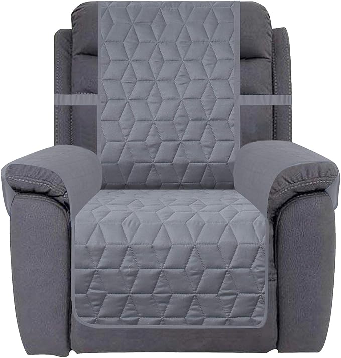 Ameritex Waterproof Nonslip Recliner Cover Christmas Decor Stay in Place, Dog Couch Recliner Cover Furniture Protector for Pets and Kids (Light Grey, 30'')
