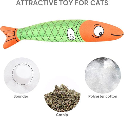 3PCS Catnip Toy, Bite Resistant Cat Toys Fish with Bell Inside, Interactive Kitten Exercise Kicker Toys for Indoor Cats