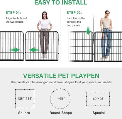 Dog Pen Pet Playpen Kennel Fence Outdoor Indoor Play Yard Puppy Exercise Barrier 31'' W x 24'' H 16 Panels (16 Panels, 24 Inches)