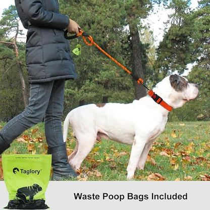 Taglory Rope Dog Leash 5 FT with Comfortable Padded Handle, Highly Reflective Threads Leash and Anti-Tangle Clip for Walking Medium Large Dogs, 1/2 inch, Orange