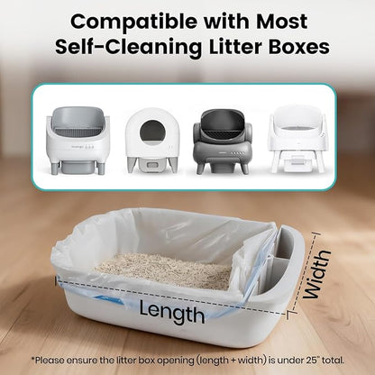 Invengo M1 Original Cat Litter Box Waste Bags, 40-Pack Drawstring Liners for Most Self-Cleaning Litter Boxes, Extra Thick Heavy-Duty Drawer Liners, 26" x 11.8", Holds Up to 22 lb