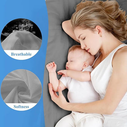 2 Pack Twin XL Premium Waterproof Mattress Protector, Soft Breathable Mattress Pad, Noiseless Bed Cover - Stretch to 21" Fitted Deep Pocket Mattress Protection - Dark Grey