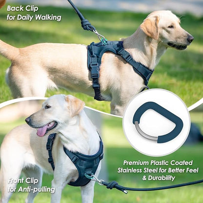 No Pull Dog Harness, Puppy Vest with Front Clip for Small Medium Large Sized Dog(Prussian Blue,L)