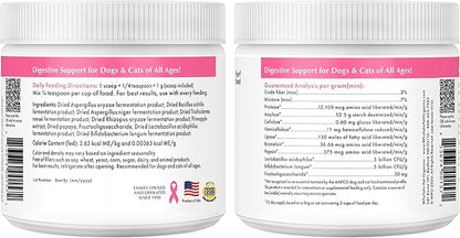 Wholistic Pet Organics Daily Cat & Dog Probiotics for Digestive Health, Anti Diarrhea & Gut Support - Probiotics for Dogs with Digestive Enzymes & Prebiotic Fiber - Cat Probiotic - 8 Oz - 227 Scoops
