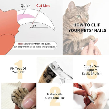 Dog Nail Clippers - All Steel Material, Dog Nnail Trimmers with Built-in Spring, Cat Nail Clipper for All Dogs Cats, Professional Pet Nail Clippers with Free Nail File