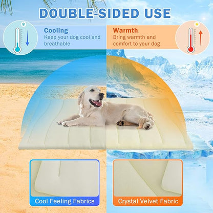 SCENEREAL Dog Cooling Mat for Crate, Thicken Self-Cooling Dog Pad Reversible (Cool & Warm), 36"x23" Pet Cool Bed for M Large XL Dogs,Kennel Sofa Mats Machine Washable, Durable Non-Toxic Gel, Outdoor