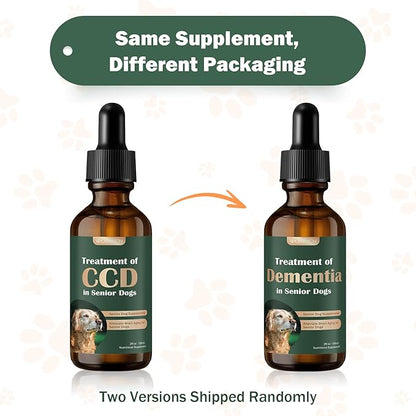 Senior Dog Supplements for Brain Health & Nervous System Support, Mushroom Supplement for Dogs, Dementia Supplement for Calming & Relaxation, Addresses Getting Lost, Social Withdrawal - 59 ML