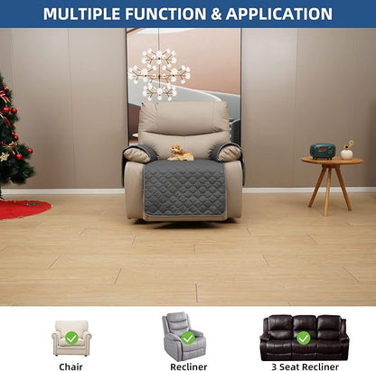 Eismodra Waterproof Recliner Chair Covers for Reclining Couch Slipcovers Seat Cushion,Anti-Slip Sofa Cover for Dogs Pets Furniture Protector Washable,Gray Set (3 Pieces)